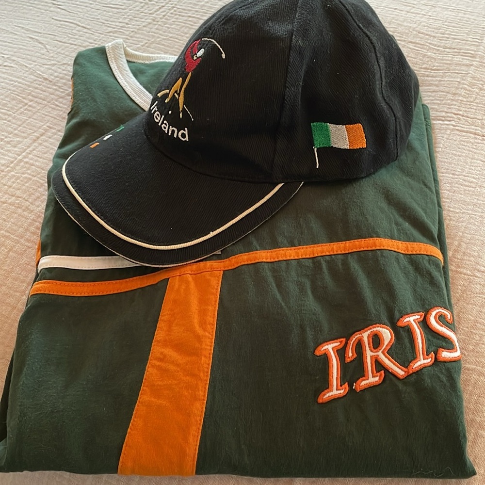 Irish soccer T shirt and golf ball cap